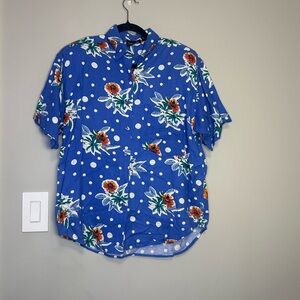 Women's Floral Blue Button Down Shirt